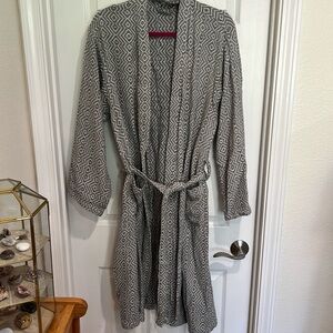 Gray and white robe